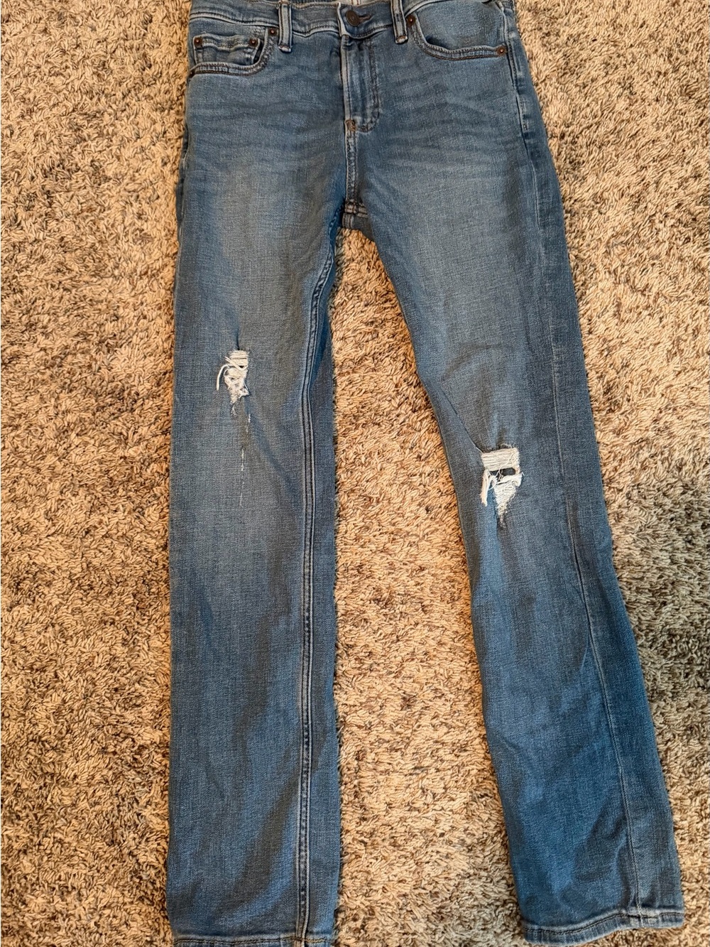 Abercrombie kids Blue Straight-Leg Distressed Jeans